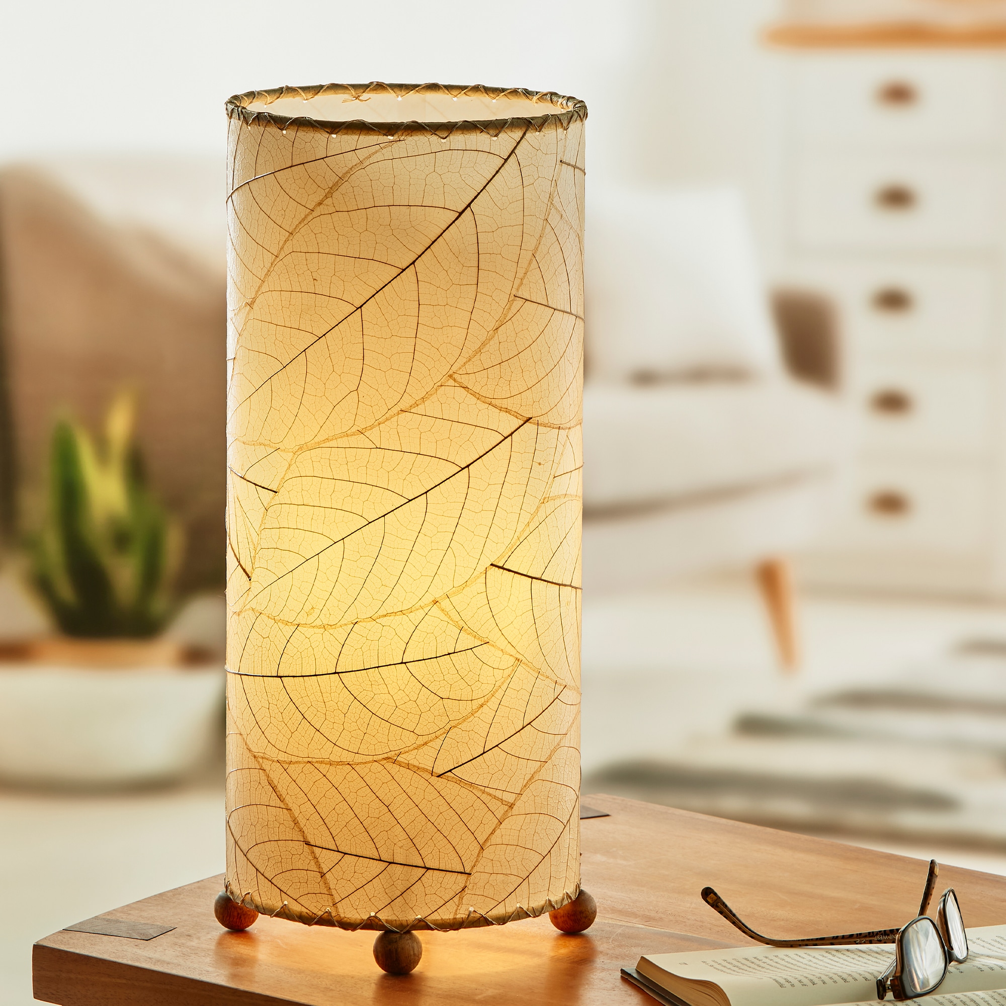 Cocoa Leaf Cylinder Table Lamp Natural <br>(Item # 615 t n) - Image 6