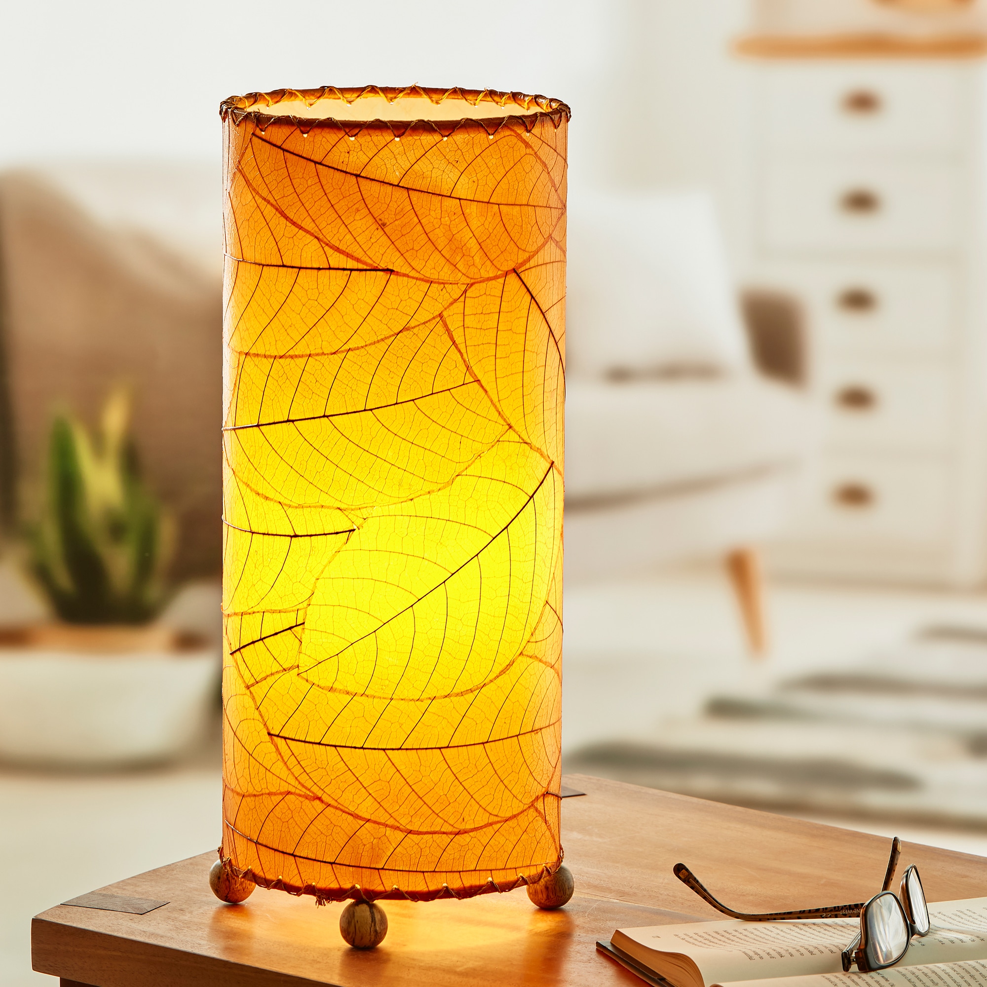 Cocoa Leaf Cylinder Table Lamp Orange <br>(Item # 615 t o) - Image 6