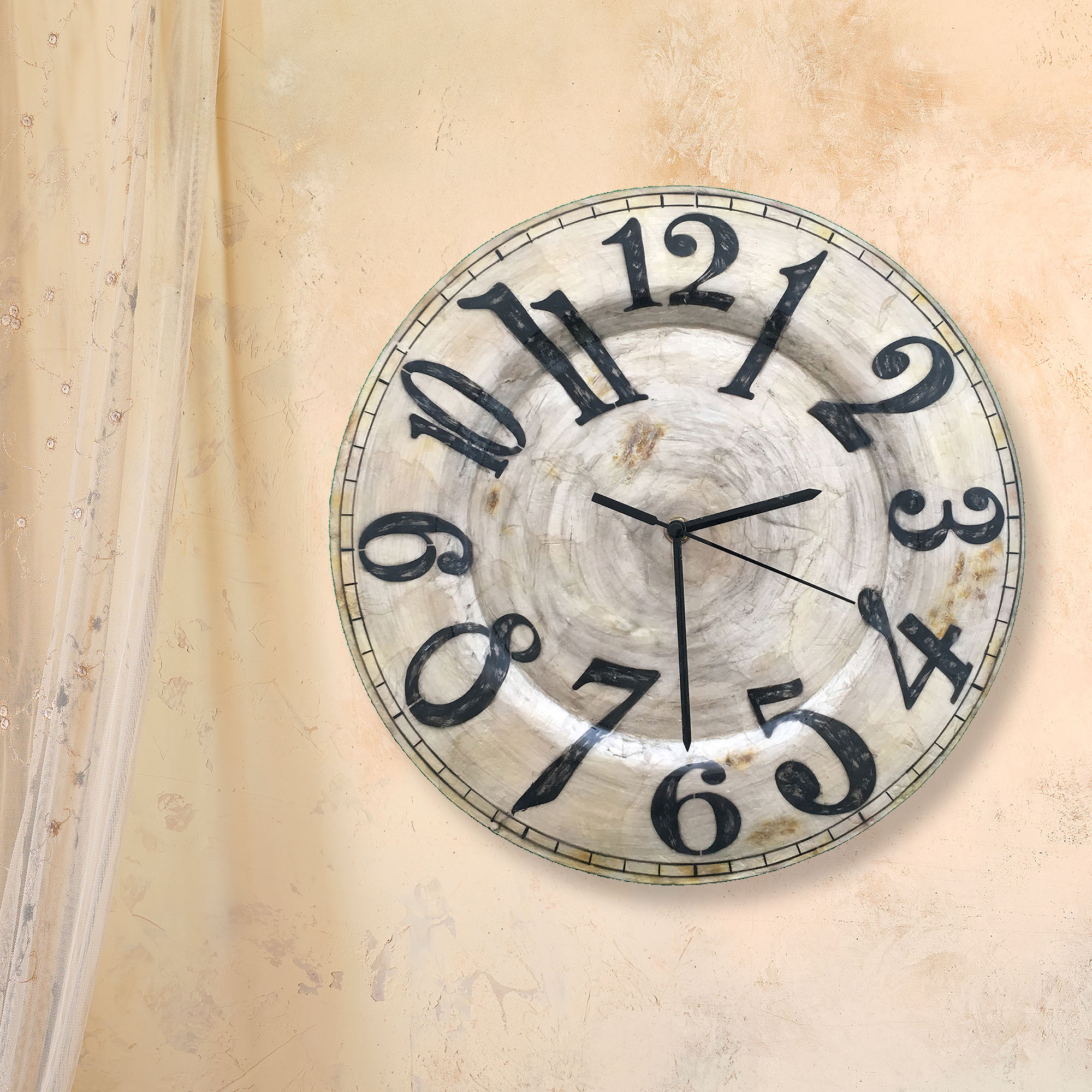 Clock Wall Decor Pearl With Black Numbers (Case of 4) (m1502 c4) - Image 3