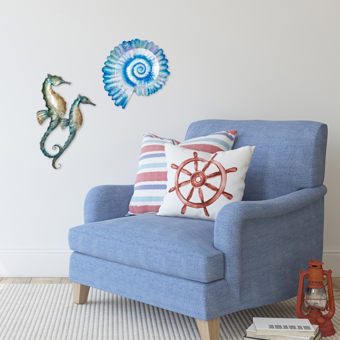 Spiral Shell Wall Decor Sea Blue <br>(Item # m8300 sb) - Image 3