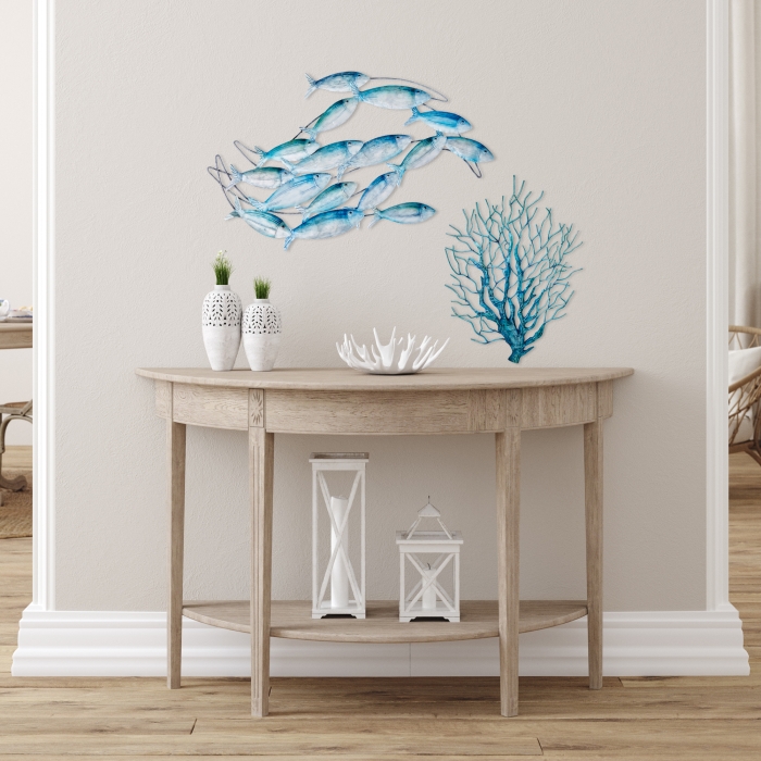 School of Fish Wall Decor Sea Blue <br>(Item # m8400 sb) - Image 4