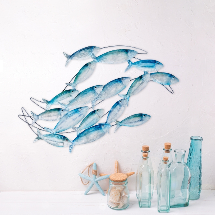 School of Fish Wall Decor Sea Blue <br>(Item # m8400 sb) - Image 3