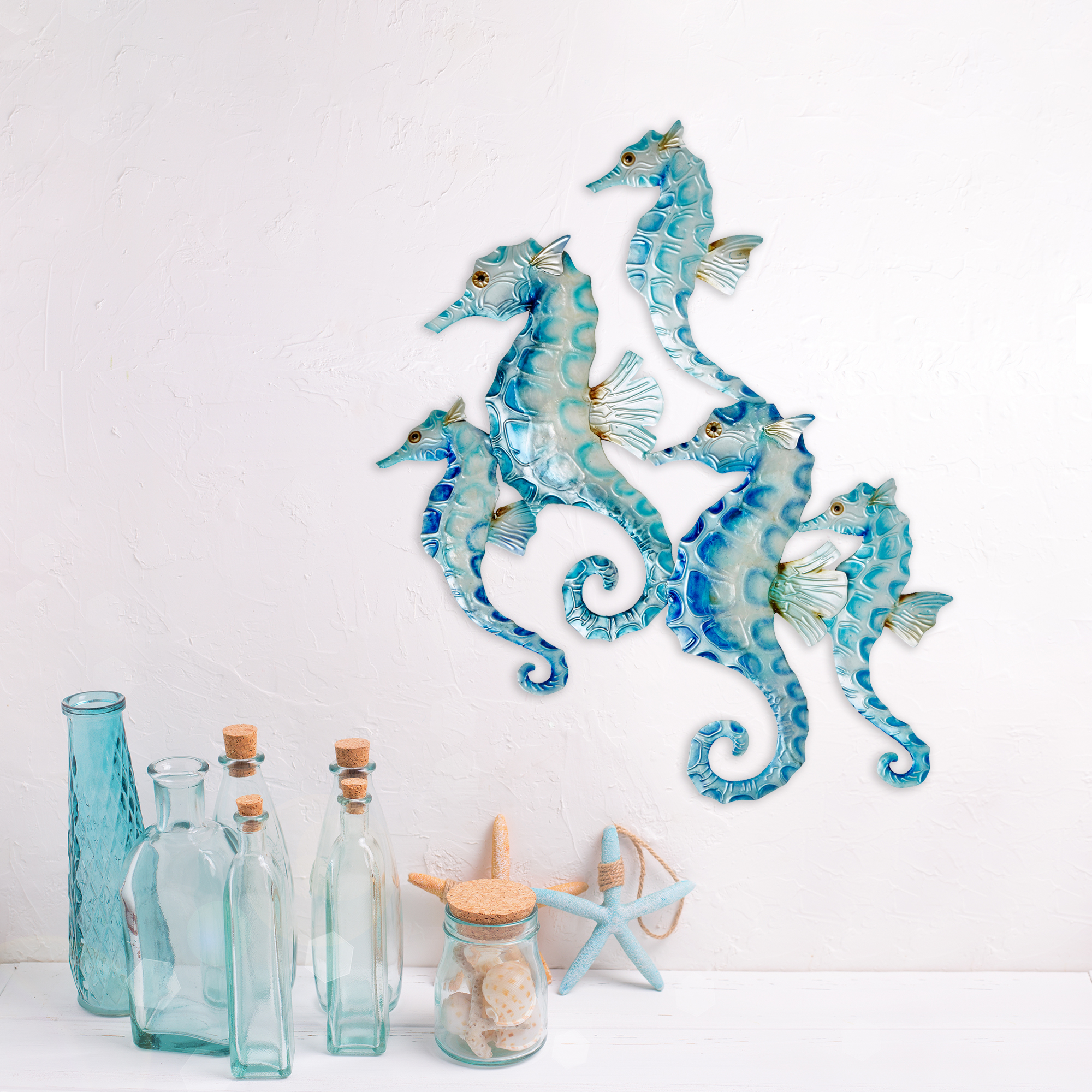 Seahorse Group of Five Wall Decor Blue <br>(Item # m8501 b) - Image 4