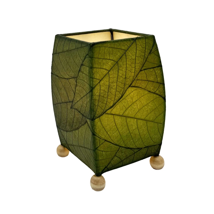 Mini Square Cocoa Leaf Table Lamp Green <br>(Item # 377 g) - Image 4