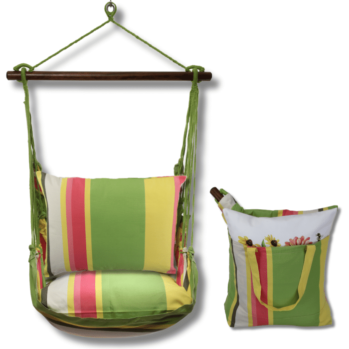 Swing Set 4 piece - Fresh Lime Stripe w/ Fresh Lime Stripe Pillow <br>(Item # fl168-sp) - Image 2