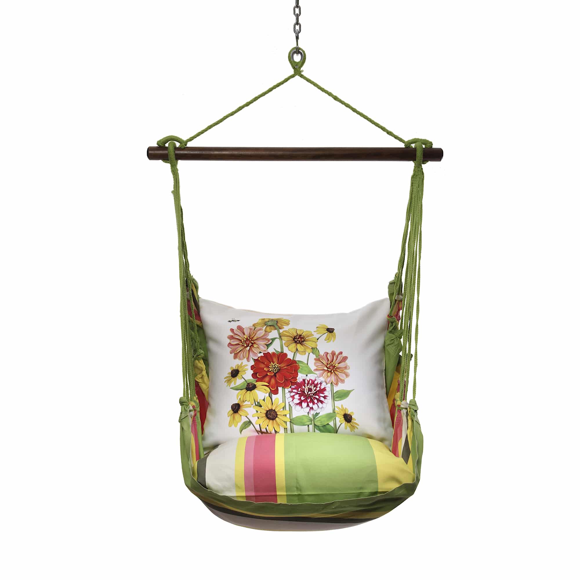 Swing Set 4 piece - Fresh Lime Stripe w/ Zinnias <br>(Item # flmlt906-sp) - Image 3