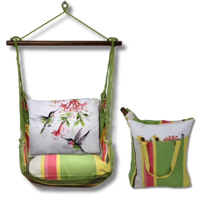 Swing Set 4 piece - Fresh Lime Stripe w/ 2 Hummers w/Hanging Plant <br>(Item # flsw307-sp) - Image 2