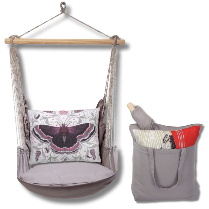Swing Set 4 piece - Gray Solid w/ Mauve Butterfly <br>(Item # grnt461-sp) - Image 2