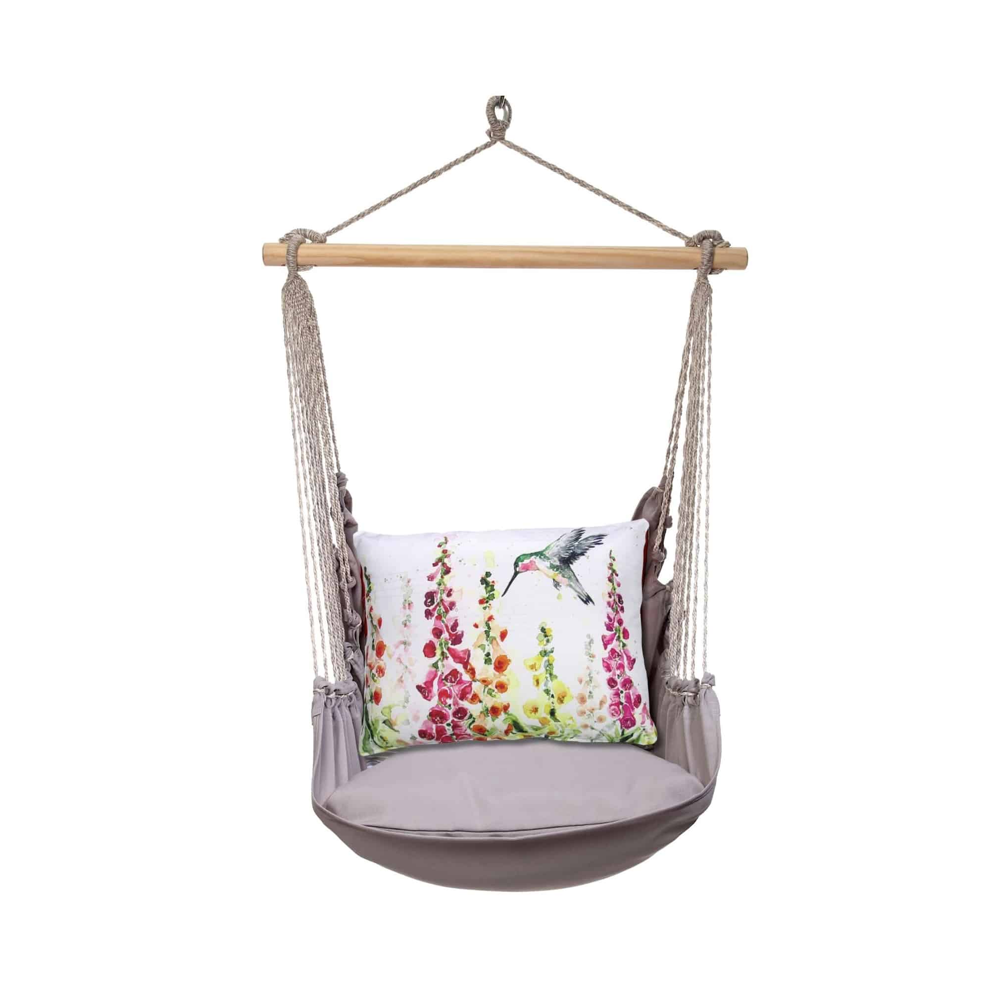 Swing Set 4 piece - Gray Solid w/ Foxgloves w/Hummingbird <br>(Item # grsw470-sp) - Image 3