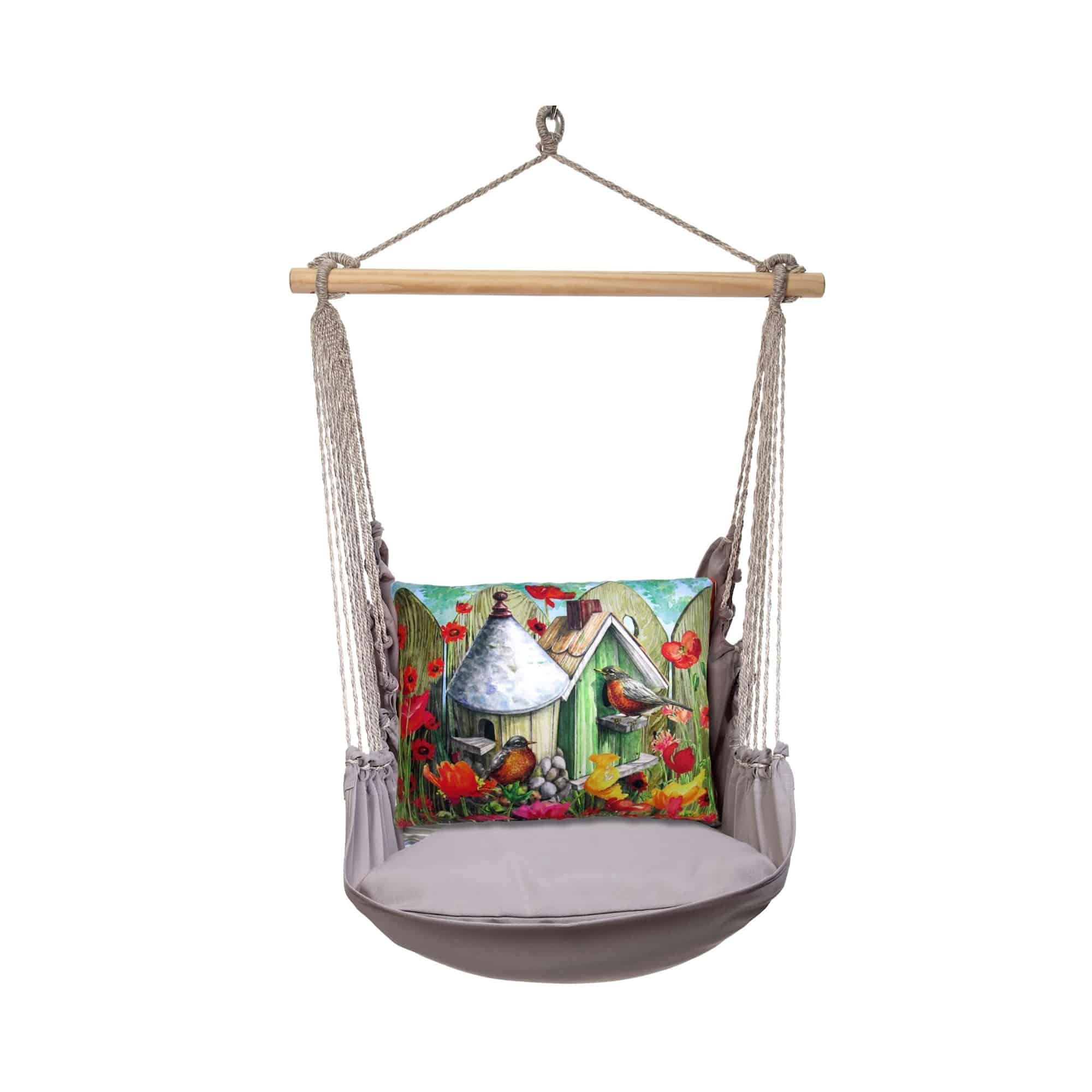 Swing Set 4 piece - Gray Solid w/ Birdhouse w/Dome <br>(Item # grtc302-sp) - Image 3