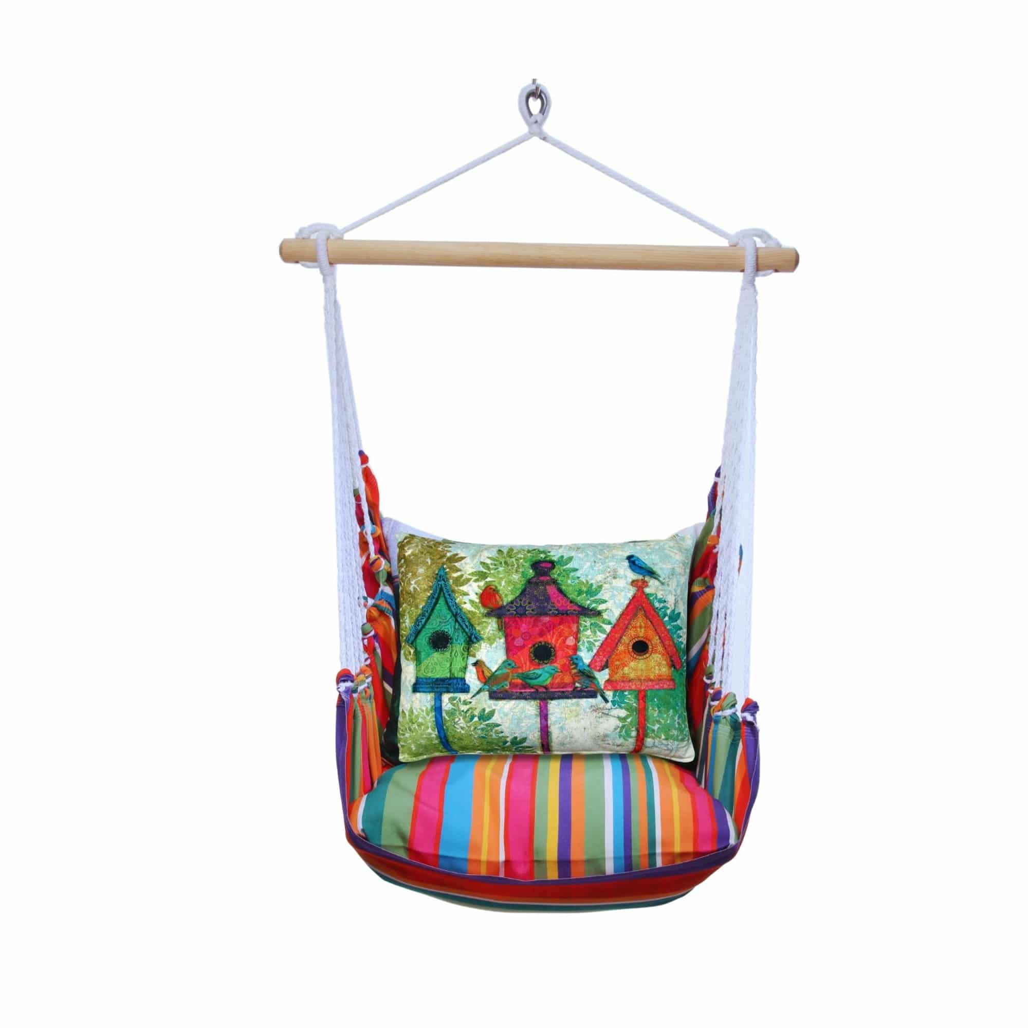 Swing Set 4 piece - Le Jardin Stripe w/ 3 Birdhouses <br>(Item # ljtc3b-sp) - Image 3