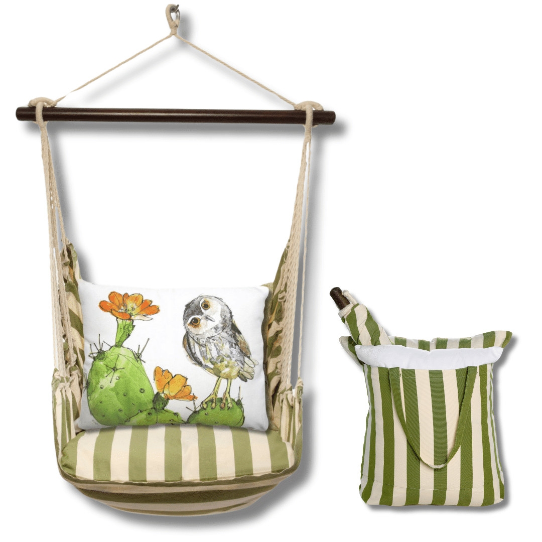 Swing Set 4 piece - Summer Palms Stripe w/ Owl on Prickly Cactus <br>(Item # sprr713-sp) - Image 2