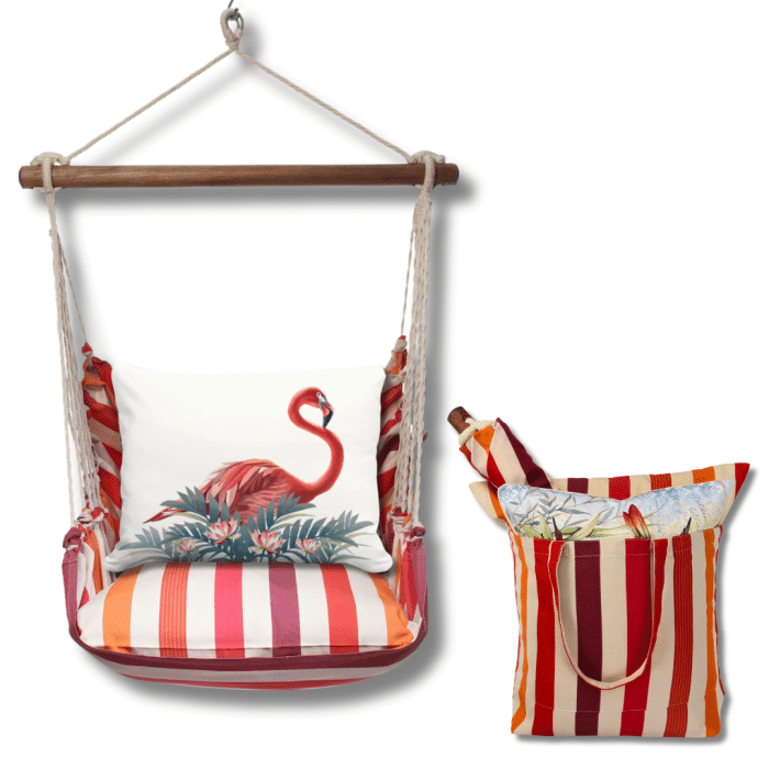 Swing Set 4 piece - Cristina Stripe w/ Vivid Flamingo Pink <br>(Item # sws-cr-gd2501) - Image 2