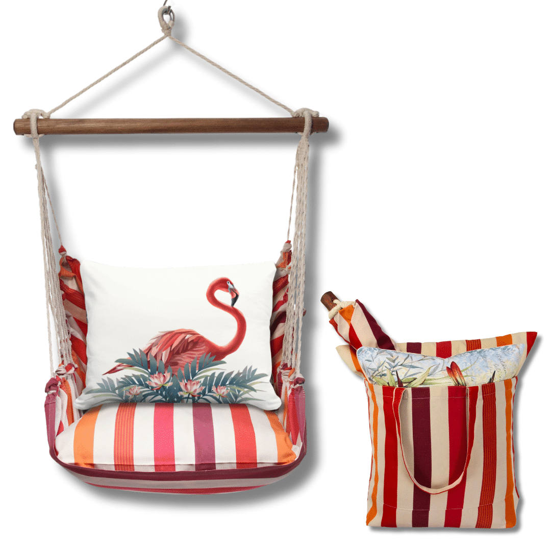 Swing Set 4 piece - Cristina Stripe w/ Vivid Flamingo Pink <br>(Item # sws-cr-gd2501) - Image 2