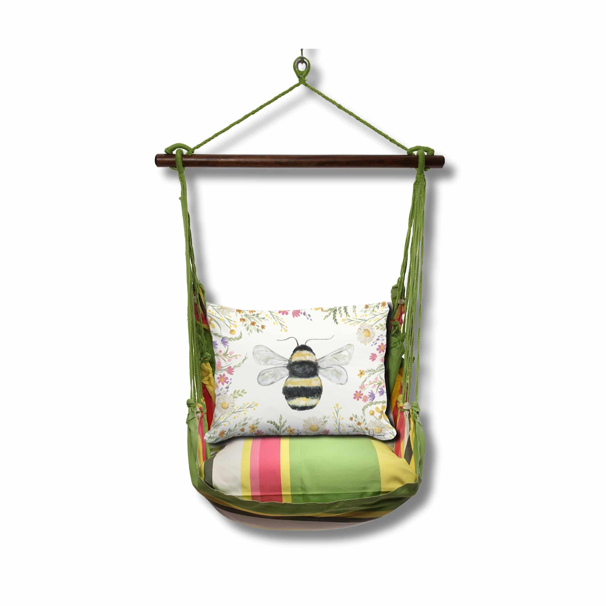 Swing Set 4 piece - Fresh Lime Stripe w/ Floral Bee <br>(Item # sws-fl-brd2503) - Image 3