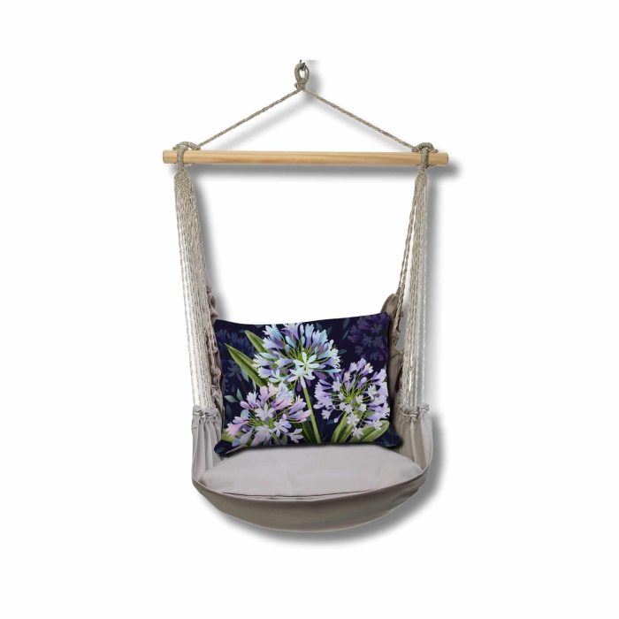 Swing Set 4 piece - Gray Solid w/ Midnight Garden Lilies <br>(Item # sws-gr-nt2501) - Image 3