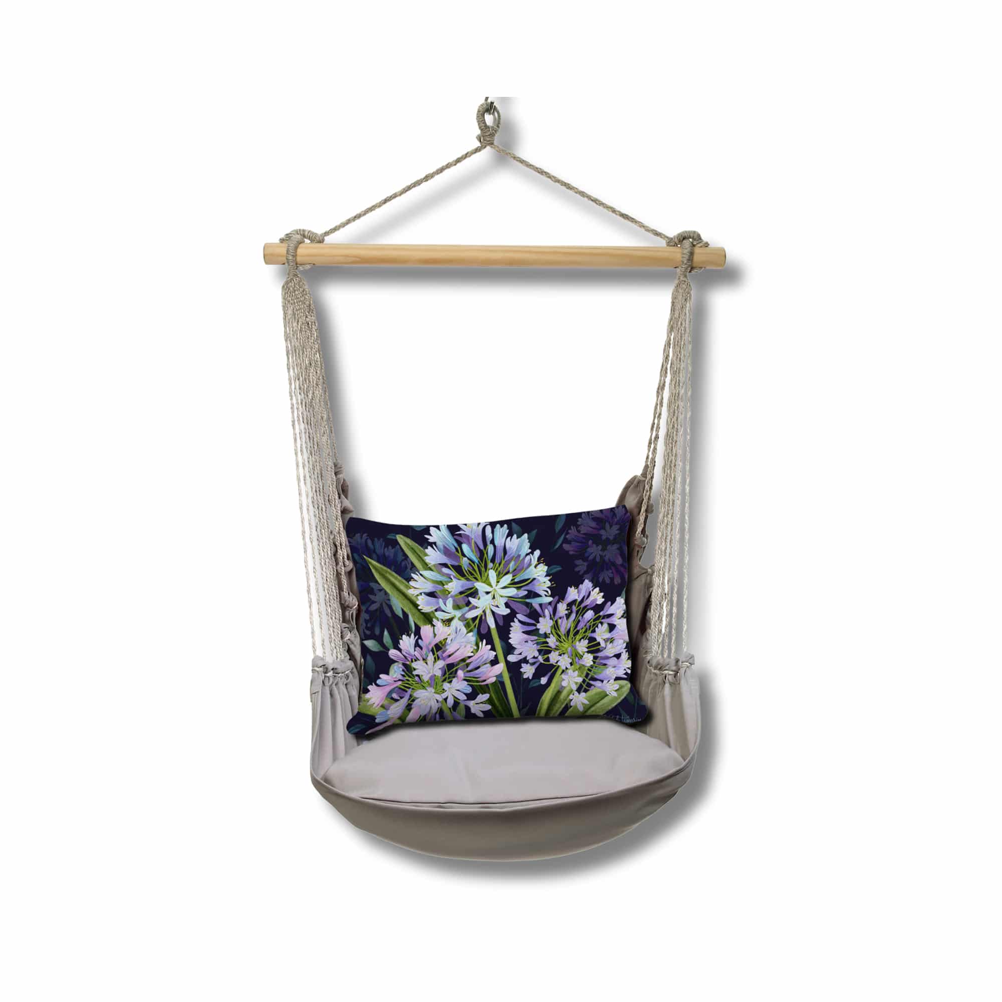 Swing Set 4 piece - Gray Solid w/ Midnight Garden Lilies <br>(Item # sws-gr-nt2501) - Image 3