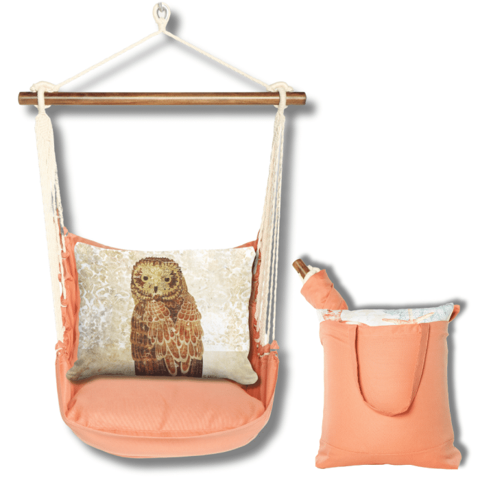 Swing Set 4 piece - Living Coral w/ Owl Portrait <br>(Item # sws-lc-ar2502) - Image 2