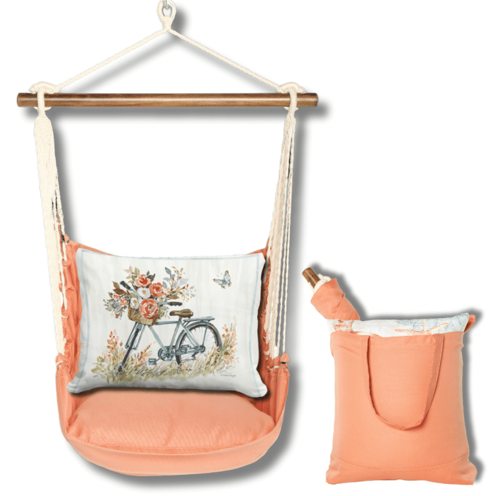 Swing Set 4 piece - Living Coral w/ Bike with Flower Basket <br>(Item # sws-lc-sw2502) - Image 2