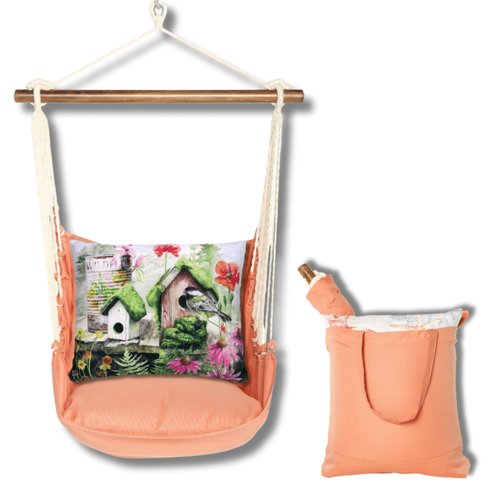 Swing Set 4 piece - Living Coral w/ Garden Birdhouses <br>(Item # sws-lc-tc461) - Image 2