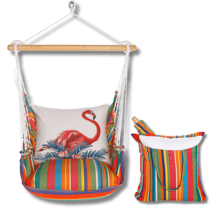 Swing Set 4 piece - Le Jardin Stripe w/ Vivid Flamingo Pink <br>(Item # sws-lj-gd2501) - Image 2