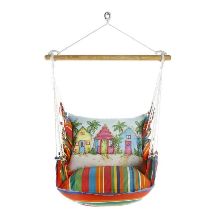 Swing Set 4 piece - Le Jardin Stripe w/ Colorful Beach Cottages <br>(Item # sws-lj-sr2502) - Image 3
