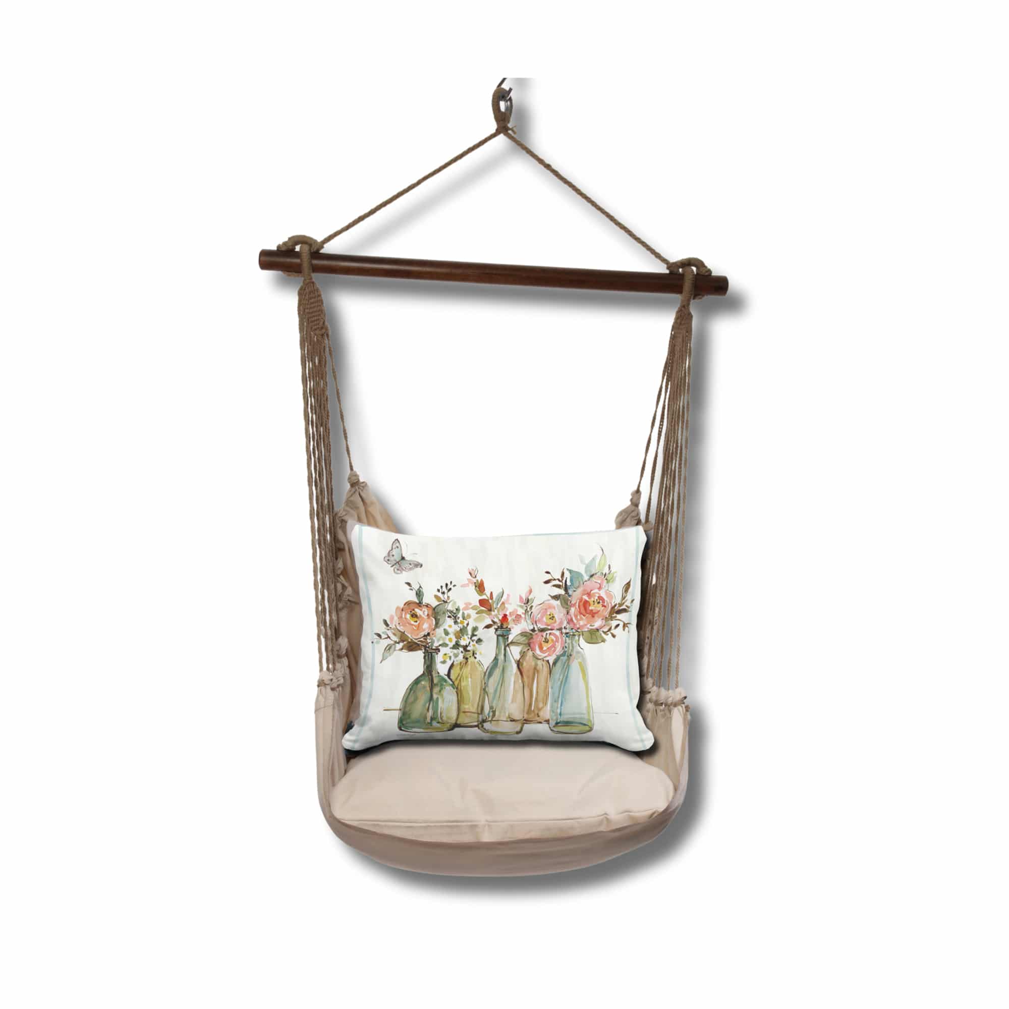 Swing Set 4 piece - Latte Solid w/ Flowers in Glass Bottles <br>(Item # sws-lt-sw2503) - Image 3