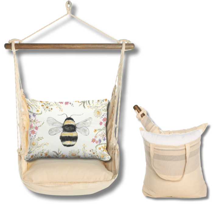 Swing Set 4 piece - Magnolia Stripe w/ Floral Bee <br>(Item # sws-ms-brd2503) - Image 2