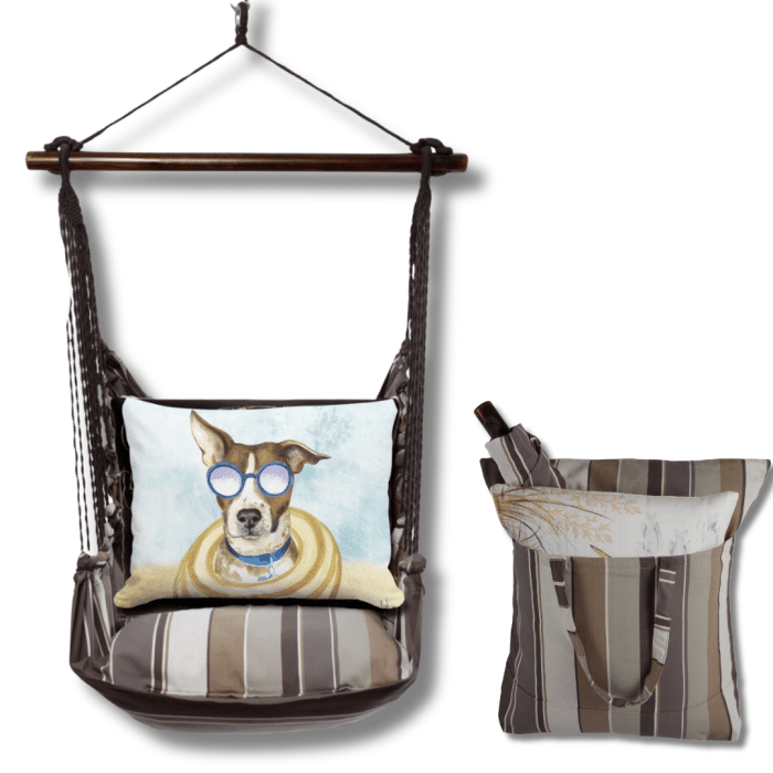 Swing Set 4 piece - Slate Gray Stripe w/ Cool Dog <br>(Item # sws-sg-brd2504) - Image 2