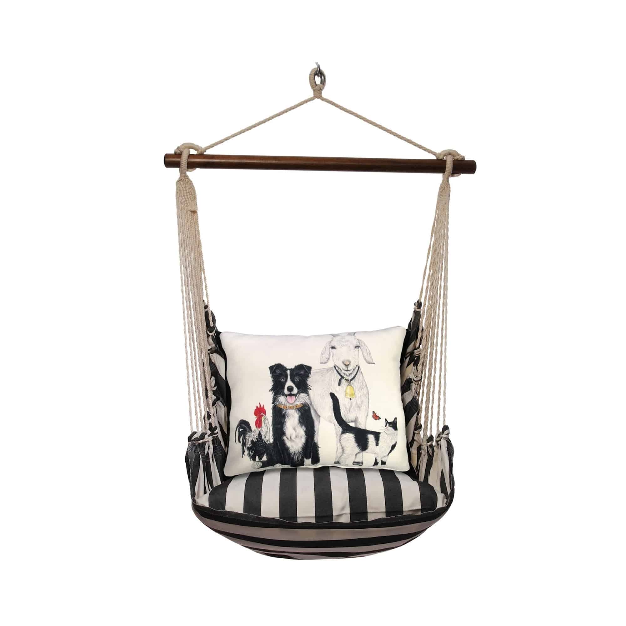 Swing Set 4 piece - True Black Stripe w/ Dog and Farm Animals <br>(Item # tbmlt301-sp) - Image 3