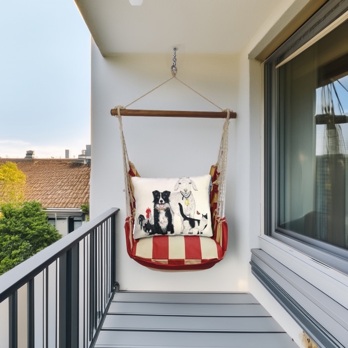 Swing Set 4 piece - Americana Stripe w/ Dog and Farm Animals <br>(Item # ammlt301-sp)