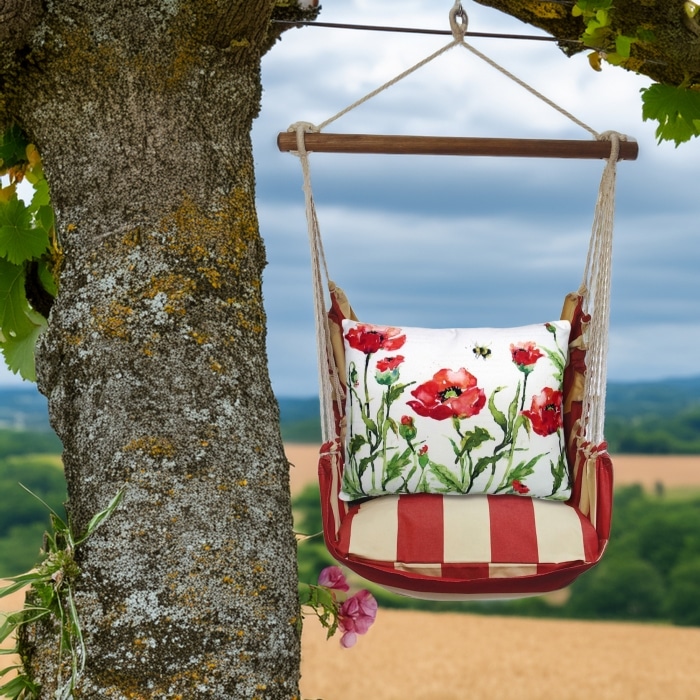 Swing Set 4 piece - Americana Stripe w/ Poppies & Bee <br>(Item # amsw471-sp)