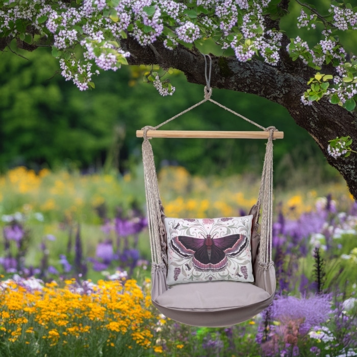 Swing Set 4 piece - Gray Solid w/ Mauve Butterfly <br>(Item # grnt461-sp)
