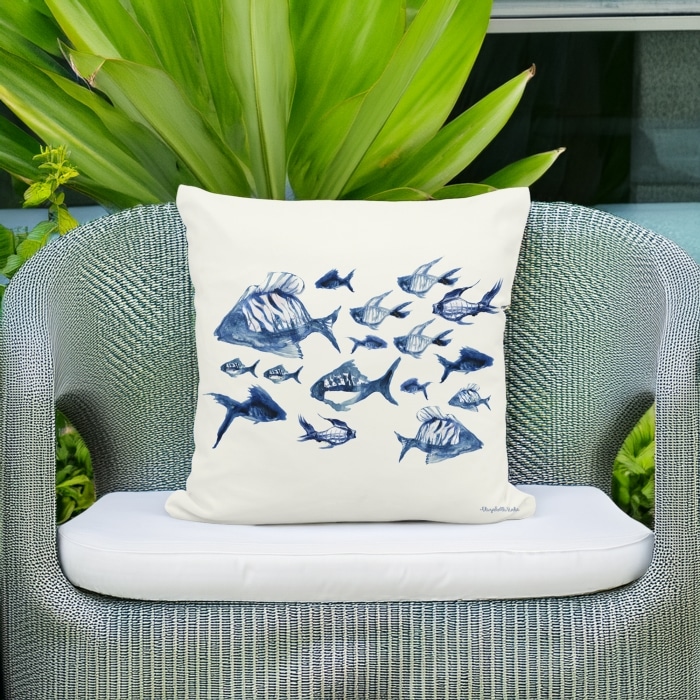 Outdoor Pillow Underwater Ballet 18x18 <br>(Item # ppl-eh2504)
