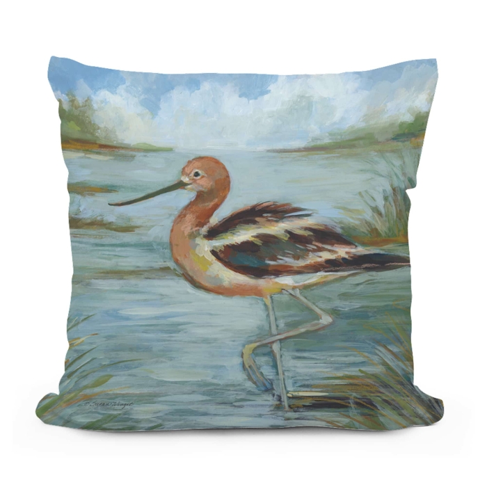 Outdoor Pillow Avocet Bird in Water 18x18 <br>(Item # ppl-sw2505) - Image 2