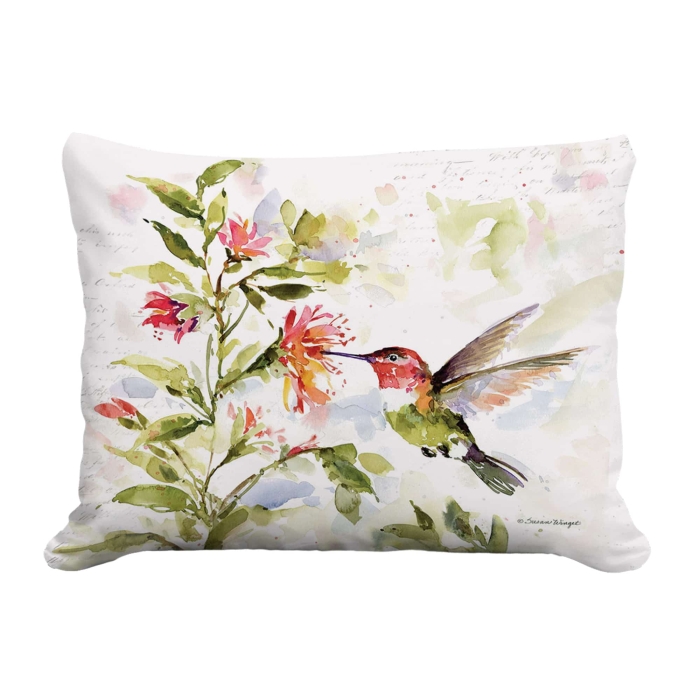 Outdoor Pillow Hummer with Hanging Plant 2 13x18 <br>(Item # ppw-sw306) - Image 2