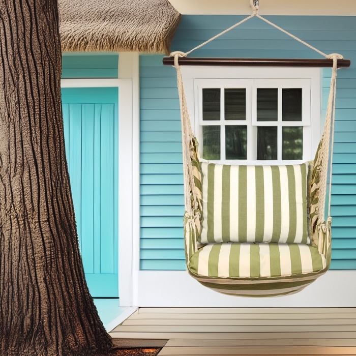Swing Set 4 piece - Summer Palms Stripe w/ Summer Palms Stripe <br>(Item # sp127-sp)