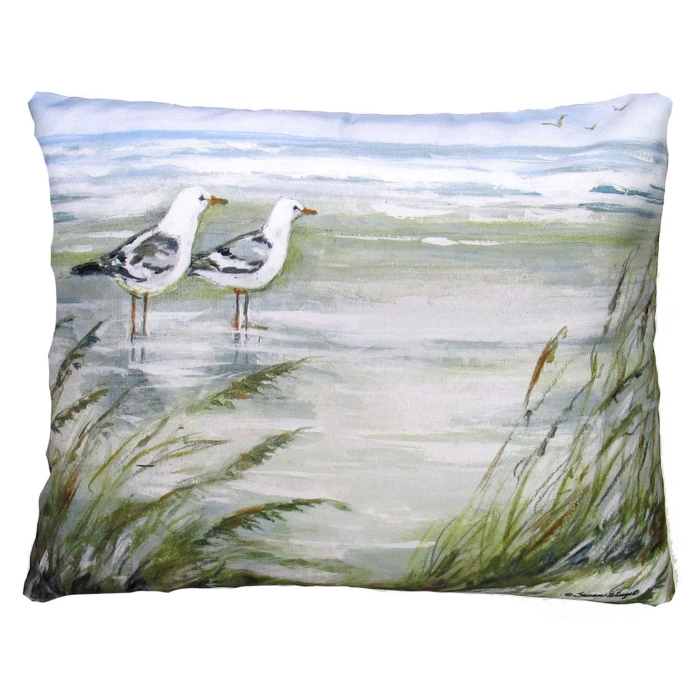 Outdoor Pillow Seagulls on Beach 19x24 <br>(Item # sw463hp) - Image 2