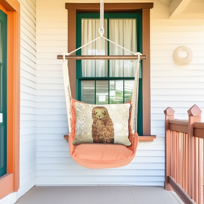 Swing Set 4 piece - Living Coral w/ Owl Portrait <br>(Item # sws-lc-ar2502)