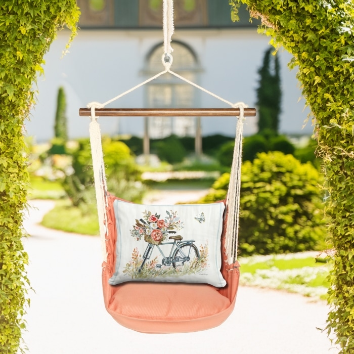 Swing Set 4 piece - Living Coral w/ Bike with Flower Basket <br>(Item # sws-lc-sw2502)
