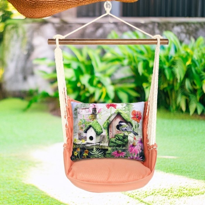 Swing Set 4 piece - Living Coral w/ Garden Birdhouses <br>(Item # sws-lc-tc461)
