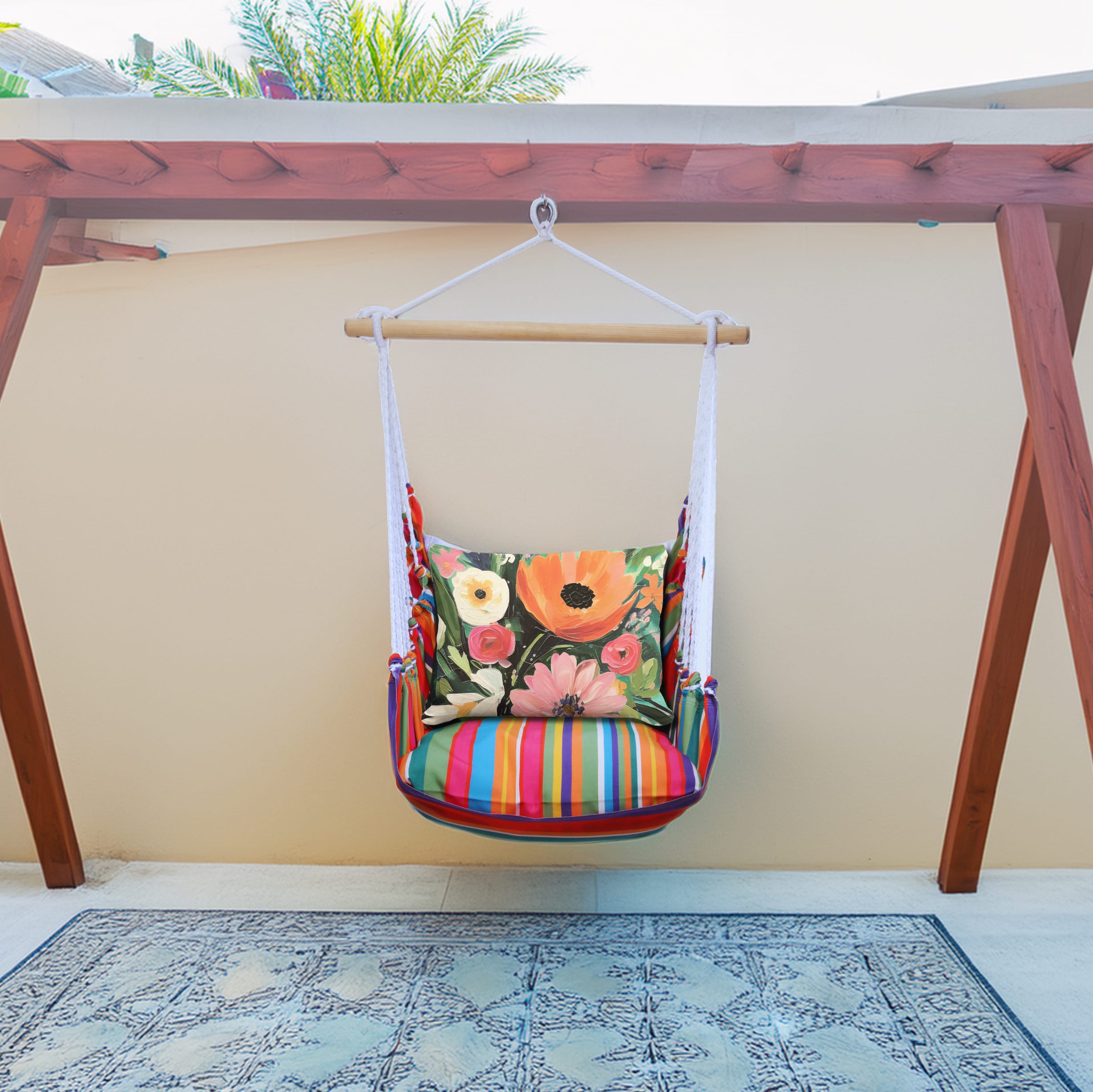 Swing Set 4 piece - Le Jardin Stripe w/ Spring Fling <br>(Item # sws-lj-ar2501)