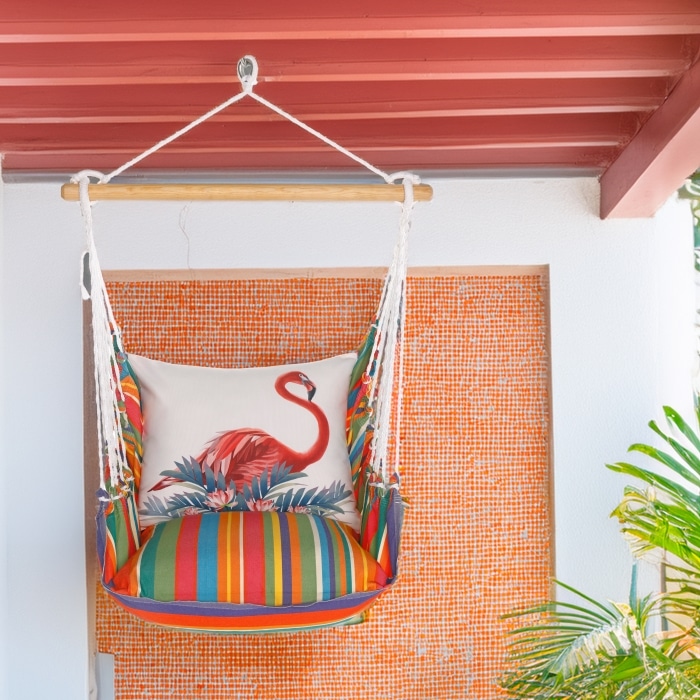 Swing Set 4 piece - Le Jardin Stripe w/ Vivid Flamingo Pink <br>(Item # sws-lj-gd2501)