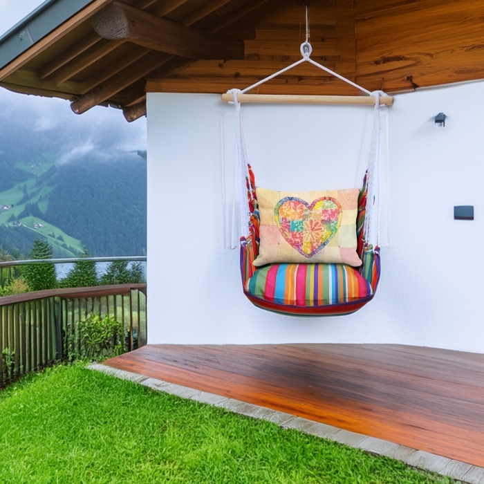 Swing Set 4 piece - Le Jardin Stripe w/ Colorful Heart <br>(Item # sws-lj-rr2503)