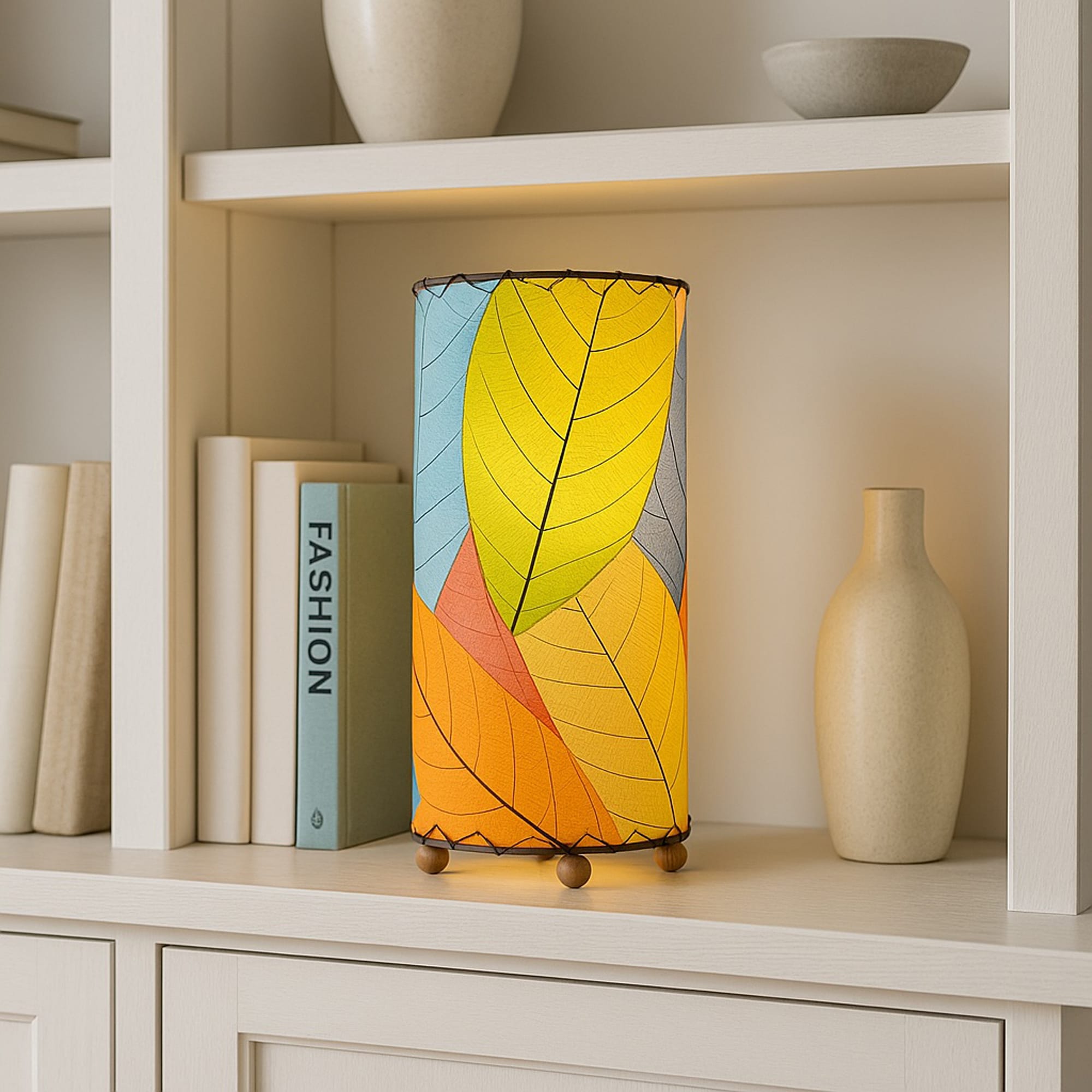 12 Inch Cocoa Leaf Cylinder Table Lamp Multi<br>(Item #380 t m) - Image 6