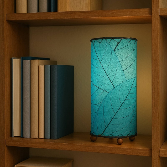 12 Inch Cocoa Leaf Cylinder Table Lamp Sea Blue<br>(Item #380 t sb) - Image 2
