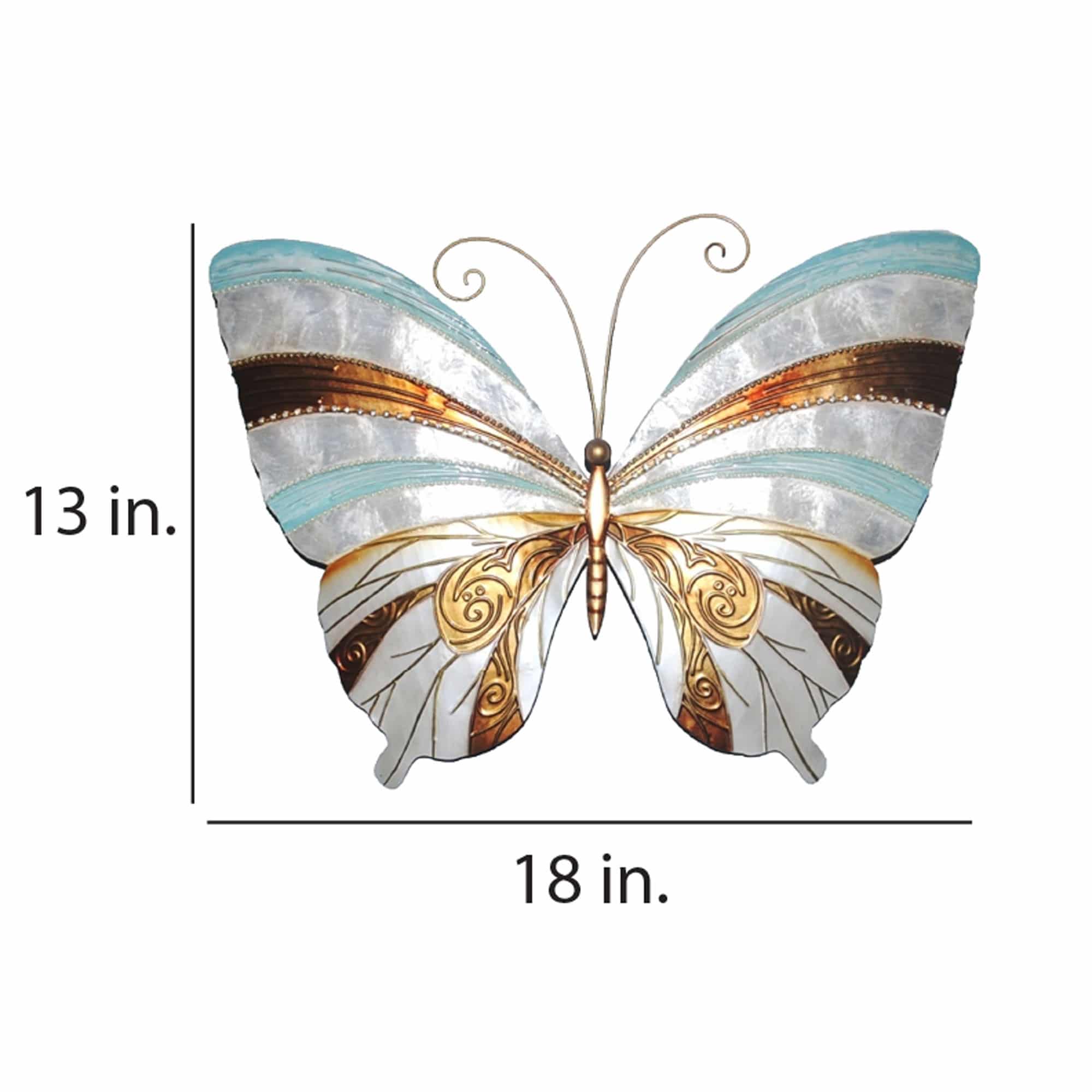 Butterfly Wall Decor Blue Pearl And Copper <br>(Item # m2062) - Image 3