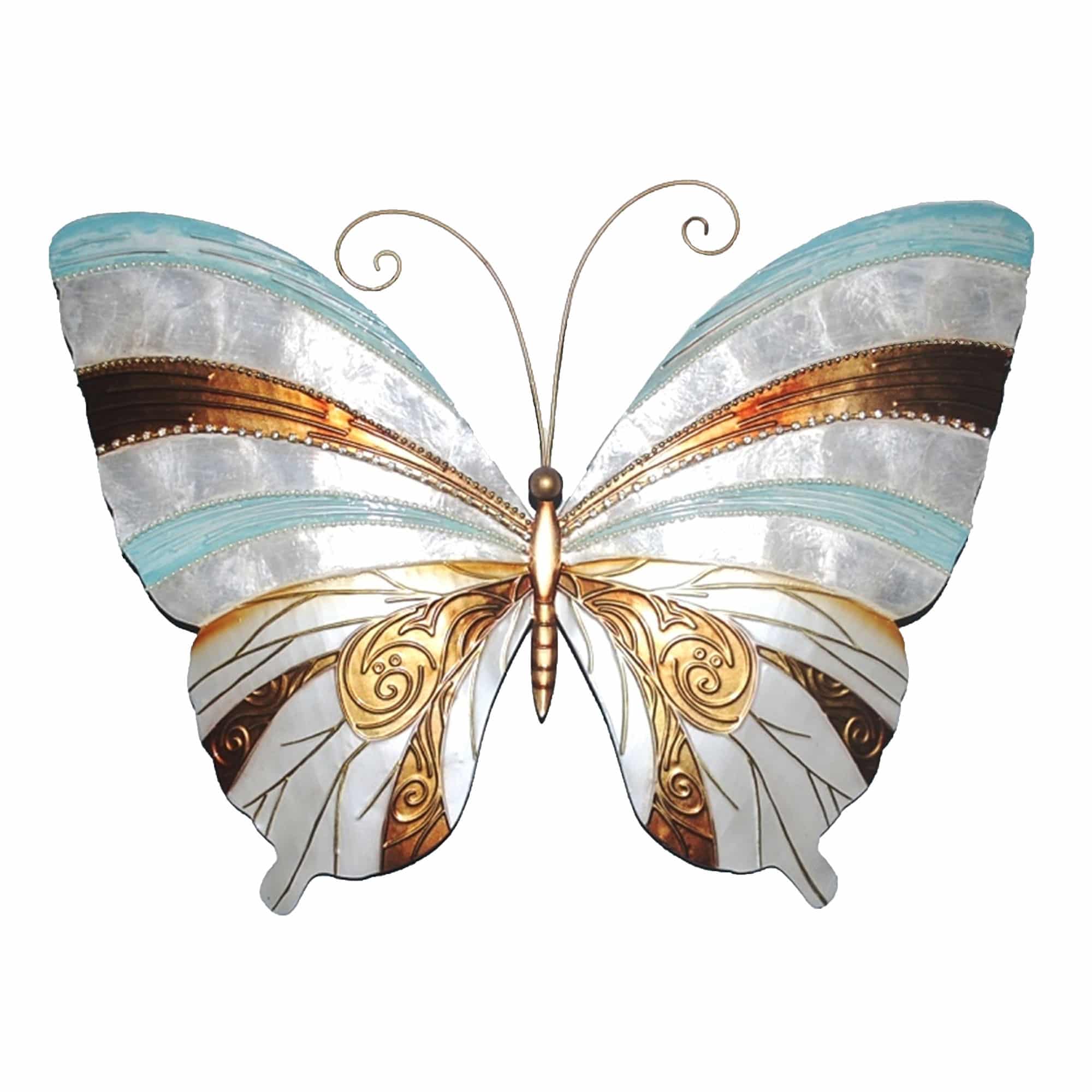 Butterfly Wall Decor Blue Pearl And Copper <br>(Item # m2062) - Image 4