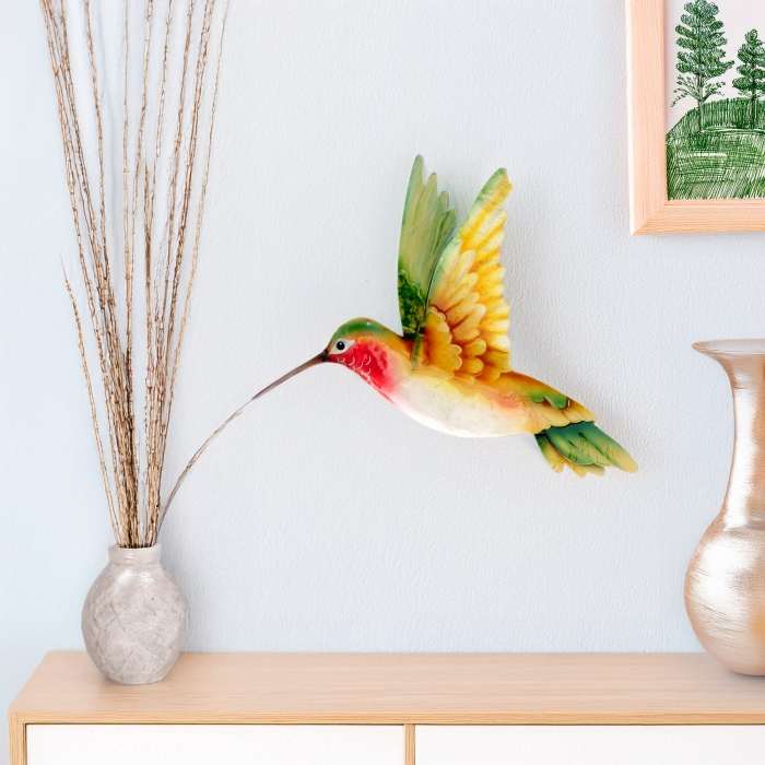 Hummingbird Wall Decor Yellow And Green <br>(Item # m7017)