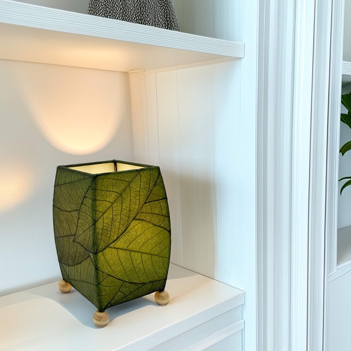 Mini Square Cocoa Leaf Table Lamp Green <br>(Item # 377 g) - Image 2